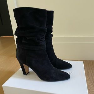 Manolo Blahnik Shushan Slouchy Suede Ankle Boots Size 37.5/ 7.5